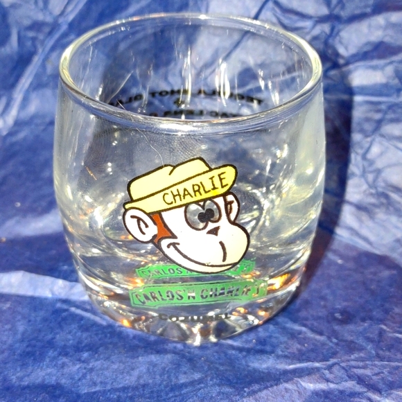 Old vintage collectible tequila shot glass from Cozumel~Carlos and Charlie's